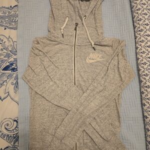 Nike Women's Light Gray Half-Zip Hoodie